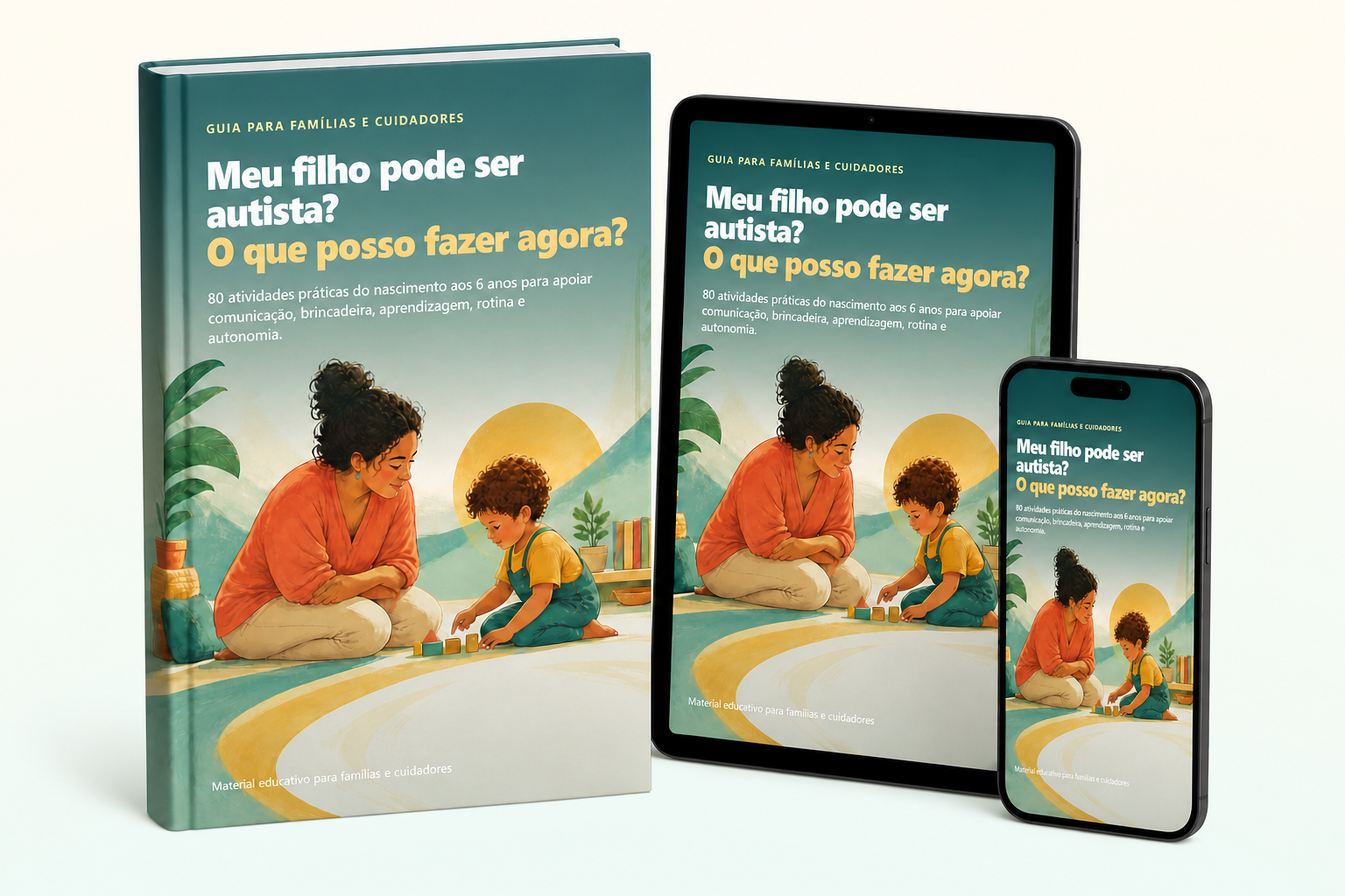 E-book apresentado em formato de livro, tablet e celular